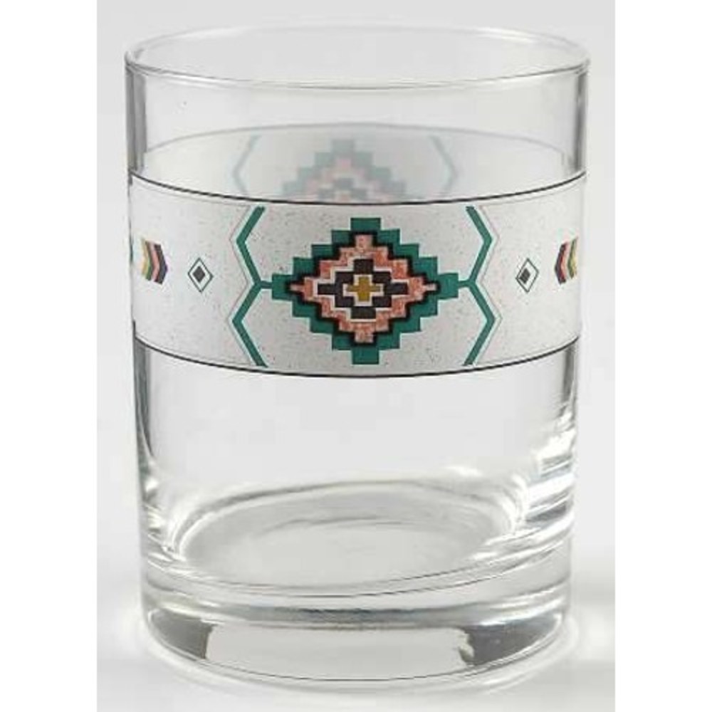 Studio Nova Vintage Southwestern Glasses Set of 4 Geometric Boho Clear 4.25in